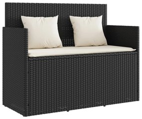 vidaXL fekete polyrattan kerti pad párnával