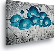 Vászonkép 100x75 Virágok vintage kék szürke háttér vászon shabby chic