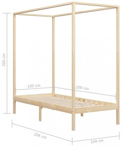 tömör fenyőfa baldachinos ágykeret 100 x 200 cm