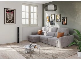 Univerzális sarokkanapé, kihúzható, háromszemélyes, tárolórekesszel TRENTO taupe