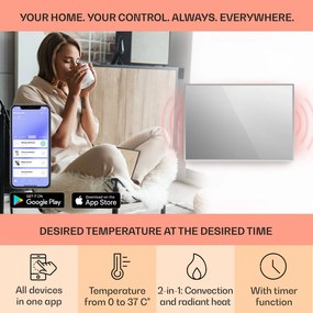 Klarstein La Palma 750 smart, infravörös hősugárzó 2 az 1-ben, 85 x 60 cm, 750 W, tükör elülső rész