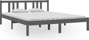 vidaXL King Size szürke tömör fa ágykeret 150 x 200 cm