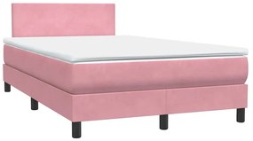 vidaXL rózsaszín bársony rugós és LED-es ágy matraccal 120x220 cm