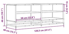 fekete szerelt fa és fém TV-szekrény 120,5x40x46 cm