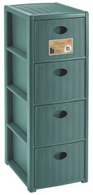 STEFANPLAST Tároló polc Slim újrahasznosított műanyagból, 4 fiókkal