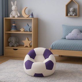 EMI focilabda mintás fehér-lila műbőr babzsákfotel