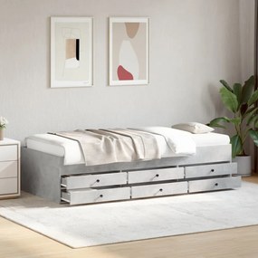 betonszürke kanapéágy fiókkal matrac nélkül 100x200 cm