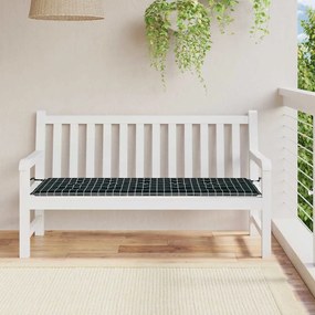 fekete kockás oxford-szövet kerti padpárna 150x50x4 cm