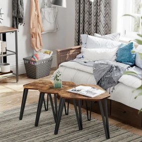 ELDUR 3 darabos oldalsó asztal szett barna/fekete