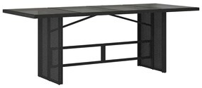 Kert étkező szett 9 pcs Fekete 190 x 80 x 75 cm polirattan