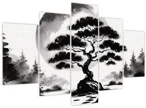 Kép – Fekete-fehér bonsai (150x105 cm)