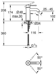 GROHE 23590AL1 - ESSENCE mosdócsaptelep S méret grafit