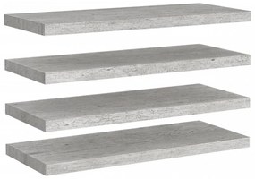4 db betonszürke MDF lebegő fali polc 80 x 23,5 x 3,8 cm