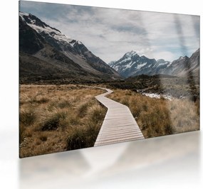 Kép - Sétány a hegységben Mt. Cook (üvegen) (70x50 cm)