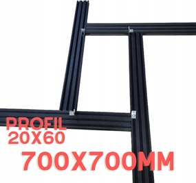 állítható marósablon 700x700mm profilból 20x60 Fekete