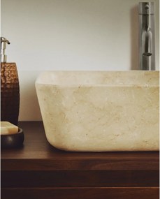 Bézs kő mosdókagyló 40x40 cm Darnen – Kave Home