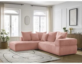 Rózsaszín zsenília sarokkanapé (bal oldali-L alakú) Whesley – Bobochic Paris