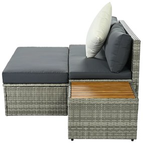 Kerti rattan szett DEBRA, szürke/természetes/krém