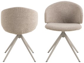 MAZZONI EXPORT NELA Bézs Latte (Monza 60 szövet)/bézs lábak - MODERN BOUCLÉ KÁRPITOZOTT FORGÓSZÉK BOHO STÍLUSÚ NAPPALIBA/ÉTKEZŐBE/IRODÁBA
