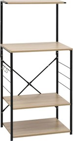 vidaXL fekete-tölgyszínű szerelt fa mikrosütő szekrény 60x39,6x123 cm