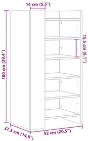 vidaXL fekete szerelt fa cipőszekrény 52 x 37,5 x 100 cm