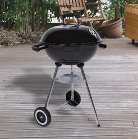 Kompakt faszenes golyósgrill  hőmérővel fekete