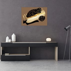 Üveg kép - Absztrakció aranybarna N⁰3 (70x50 cm)