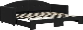 vidaXL fekete kihúzható bársonyheverő 90 x 190 cm
