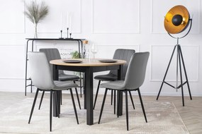 Étkezőgarnitúra: bővíthető asztal 102–142 cm + 4 db szürke velúr szék – HARRY / IBIS