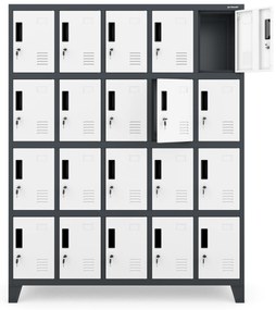 Rekeszes szekrény ROBERT, 1360 x 1720 x 450 mm, antracit-fehér