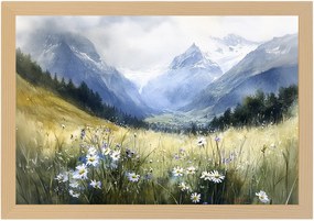 Poszter Keret Fa Tájkép Svájc Alpok Jungfrau Völgy Rét 60x40