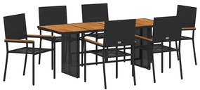 Kert étkező szett 7 pcs Fekete és Barna 190 x 80 x 75 cm