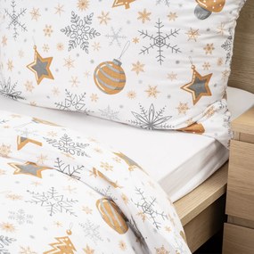 4Home Flanel ágynemű Golden Xmas Night, 220 x 200cm, 2 db 70 x 90 cm, 220 x 200 cm, 2 db 70 x 90 cm