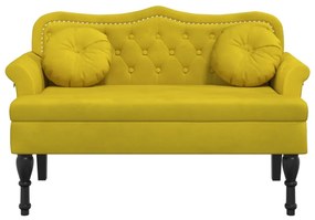 sárga bársony pad párnákkal 120,5 x 65 x 75 cm