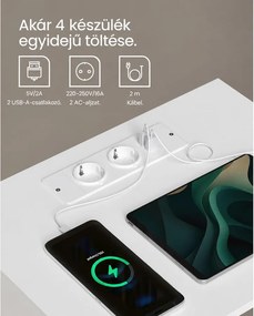 Éjjeliszekrény 2 darabos szett beépített töltőfunkcióval, matt fehér