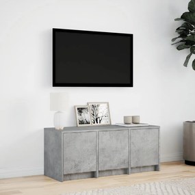 betonszürke szerelt fa TV-szekrény LED-ekkel 97 x 34 x 40 cm