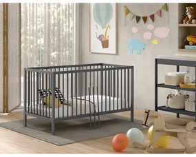 Antracitszürke borovi fenyő babaágy 70x140 cm DINO – Vipack