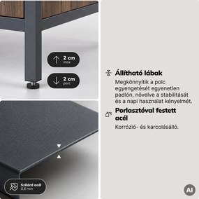 Polc fiókokkal irodába, iratrendezőkhöz és dokumentumokhoz, nyitott polcok, fém, antracit/dió, 800x2200x400 mm: ARIEL Eco Design