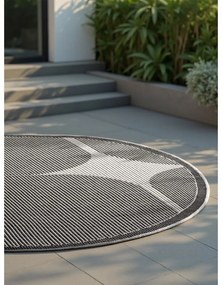 Fekete-fehér kerek kültéri-beltéri szőnyeg ø 160 cm Duet Bowen – NORTHRUGS