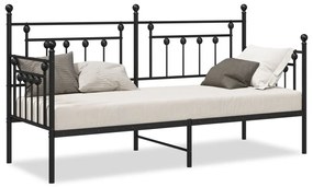 Nappaliágy Keret Fekete 75x190 cm Acél
