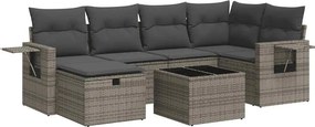 vidaXL 7 részes szürke polyrattan kerti ülőgarnitúra párnákkal