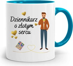 Kék Bögre Ajándék Riporter Újságírónak, fényképes nyomattal