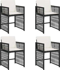 vidaXL 4 db fekete polyrattan kerti szék párnával
