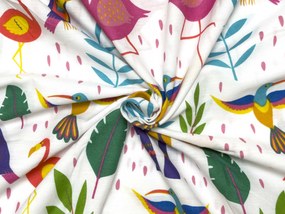 Pamut ágynemű kiságyba TROPICAL FLAMINGO fehér Ágyneműhuzat mérete: 45 x 65 cm | 90 x 135 cm