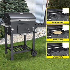 Multifunciós Avenberg GENIUS BBQ grill + öntöttvas rostély + öntöttvas grill lap + pizzakő