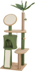 PawHut Macska Fa 139 cm Macska Kaparóoszlop Macska Barlanggal, Játék Labdával, Macska Kaparó Fa Szizál Kaparóoszlopokkal, 5 kg-ig Terjedő Macskák Szám