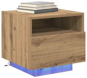 Éjjeli szekrények LED világítással 2 db Kézműves tölgy 40x39x37 cm