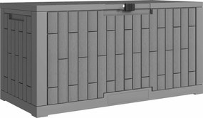 Outsunny 379 L zárható kültéri tárolódoboz gázrugóval — UV-álló, fahatású, kávébarna, 122,5 x 56 x 62 cm | Aosom