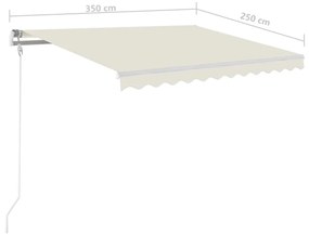 krémszínű kézzel kihúzható LED-es napellenző 3,5 x 2,5 m