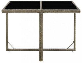 szürke polyrattan és üveg kerti asztal 109 x 107 x 74 cm